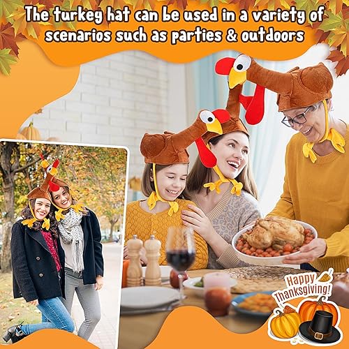 Miniatura 5 de Sombrero de pavo de Acción de Gracias de 10 unidades, accesorio de fiesta, novedad de Acción de Gracias, gorro de pavo con patas en la cabeza para