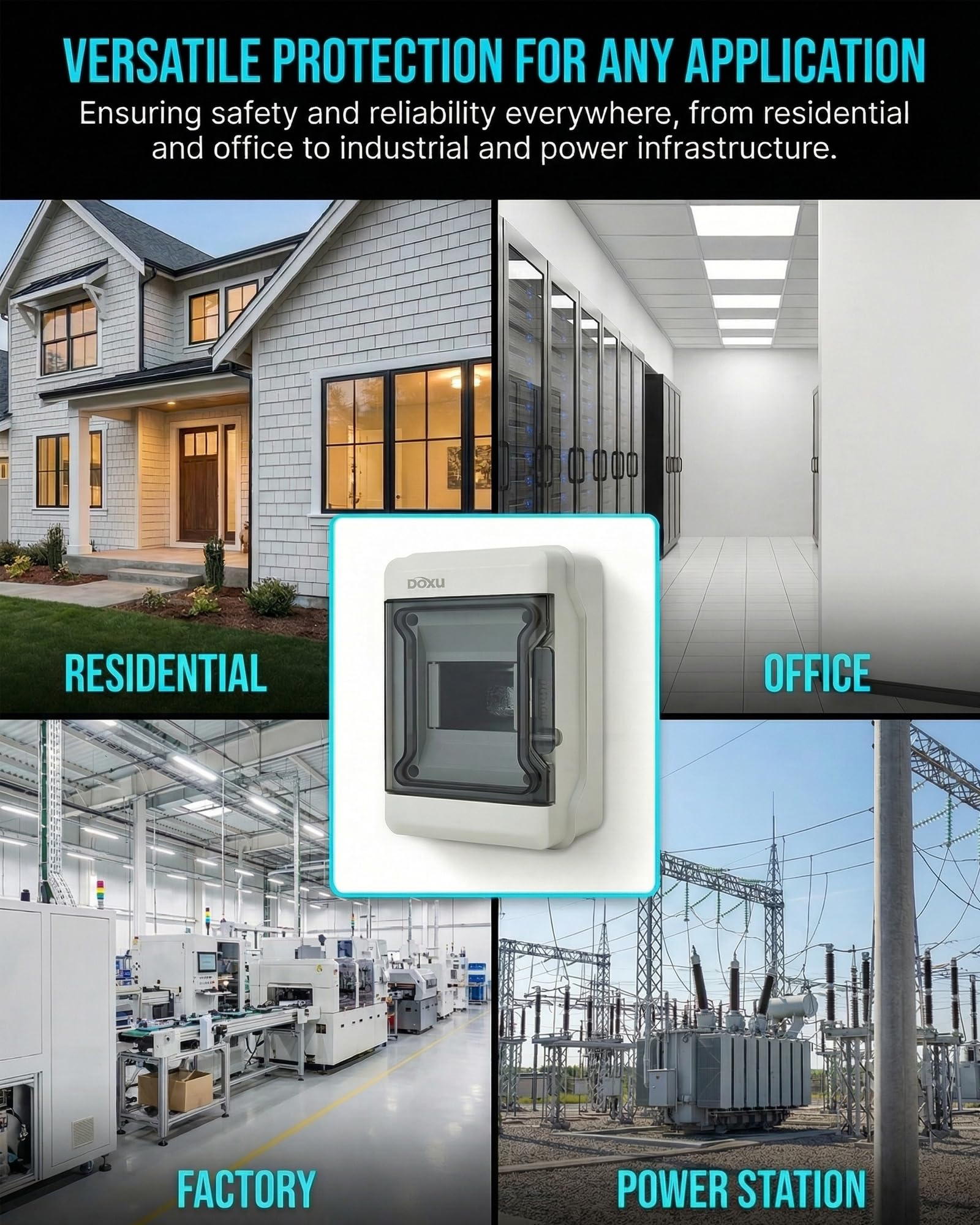 DOXU IP66 Electrical Box - 4 Circuit Protection -5