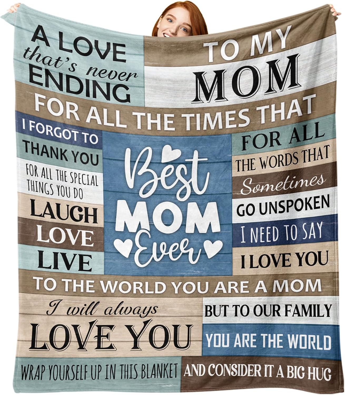 Gift for Mom from Daughter Son Flannel Throw Blanket, for Mama, Birthday Ideas, Best Mom Ever Present for Women, Soft Farmhouse Bedding Sofa Blankets 50 x 60 in