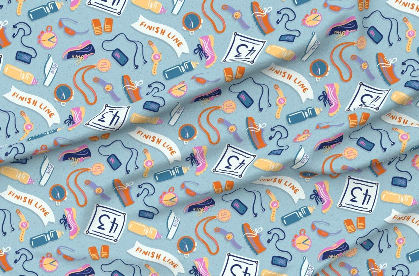 Spoonflower Fabric - Marathon Fitness Exercise Running Shoes Race Printed on Minky Fabric by The Yard - Sewing Baby Blankets Quilt Backing Plush