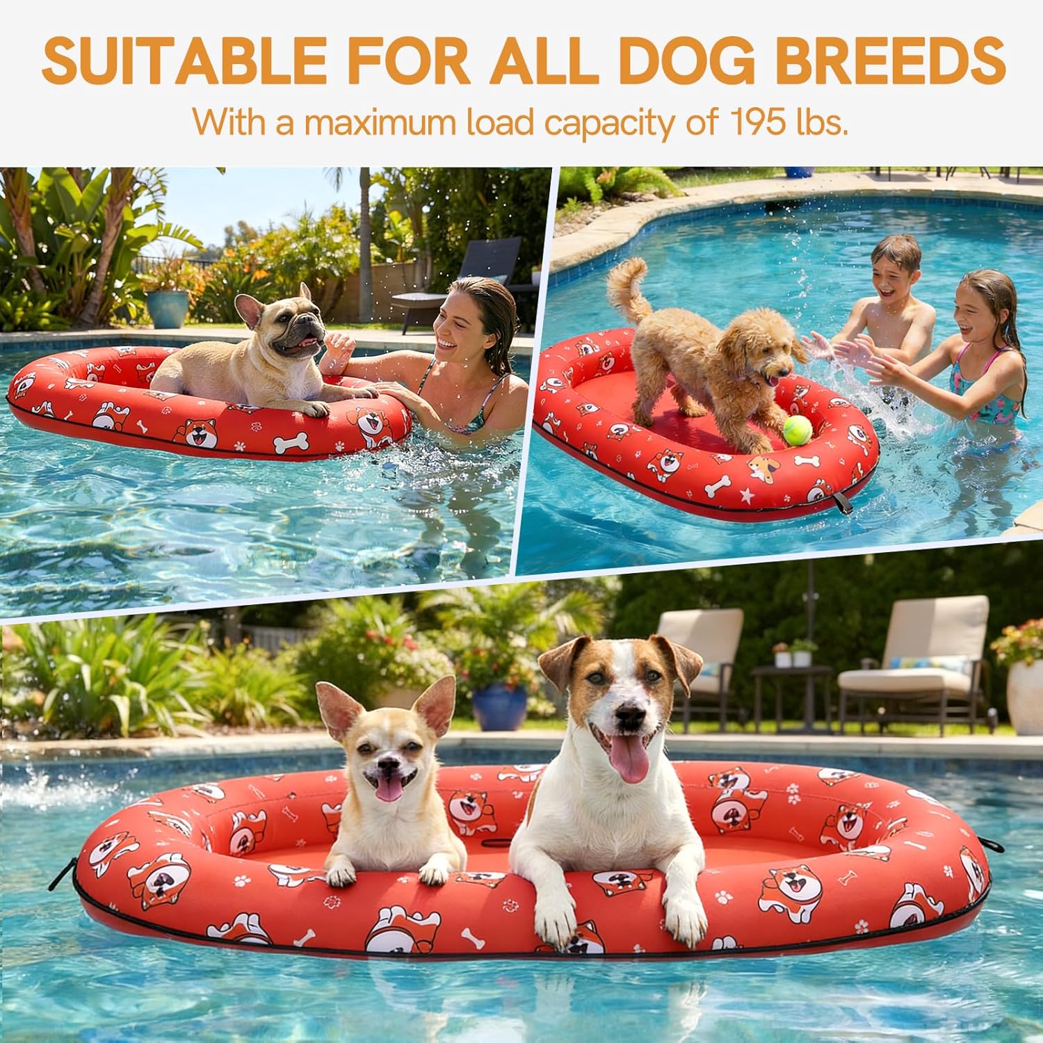 Dog Pool Float, Dog Pool Floats for Small, Medium and Large Dogs, Inflatable Pet Swimming Floats for Pool Lake Camp