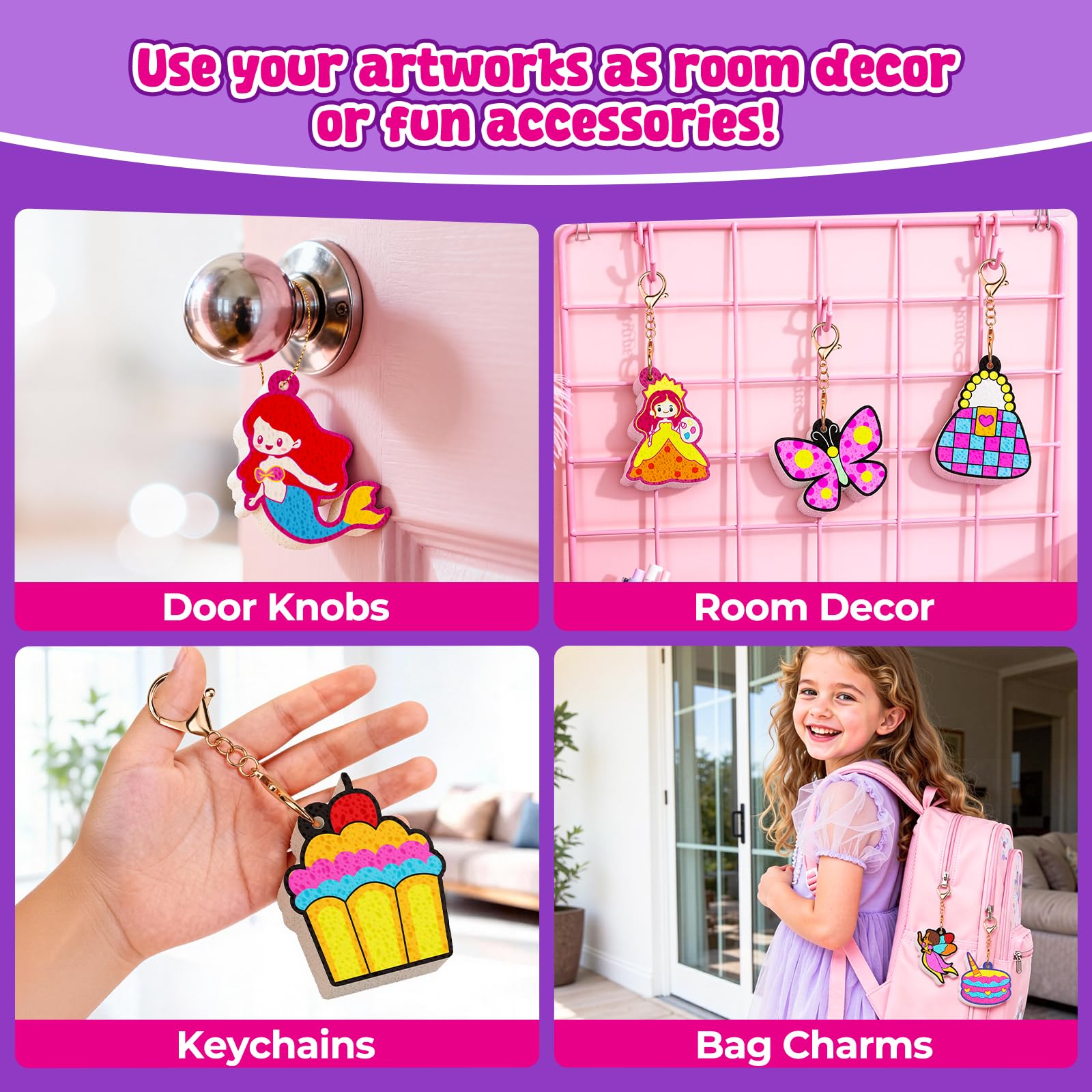 JoyCat Kit de Loisirs Créatifs, Kit de Peinture à Texture Magique Princesses & Licornes, Peinture et Bricolage Sans Salissures, Activité Manuelle Cadeau Fille Garçons 4 5 6 7 8 9 10 Ans