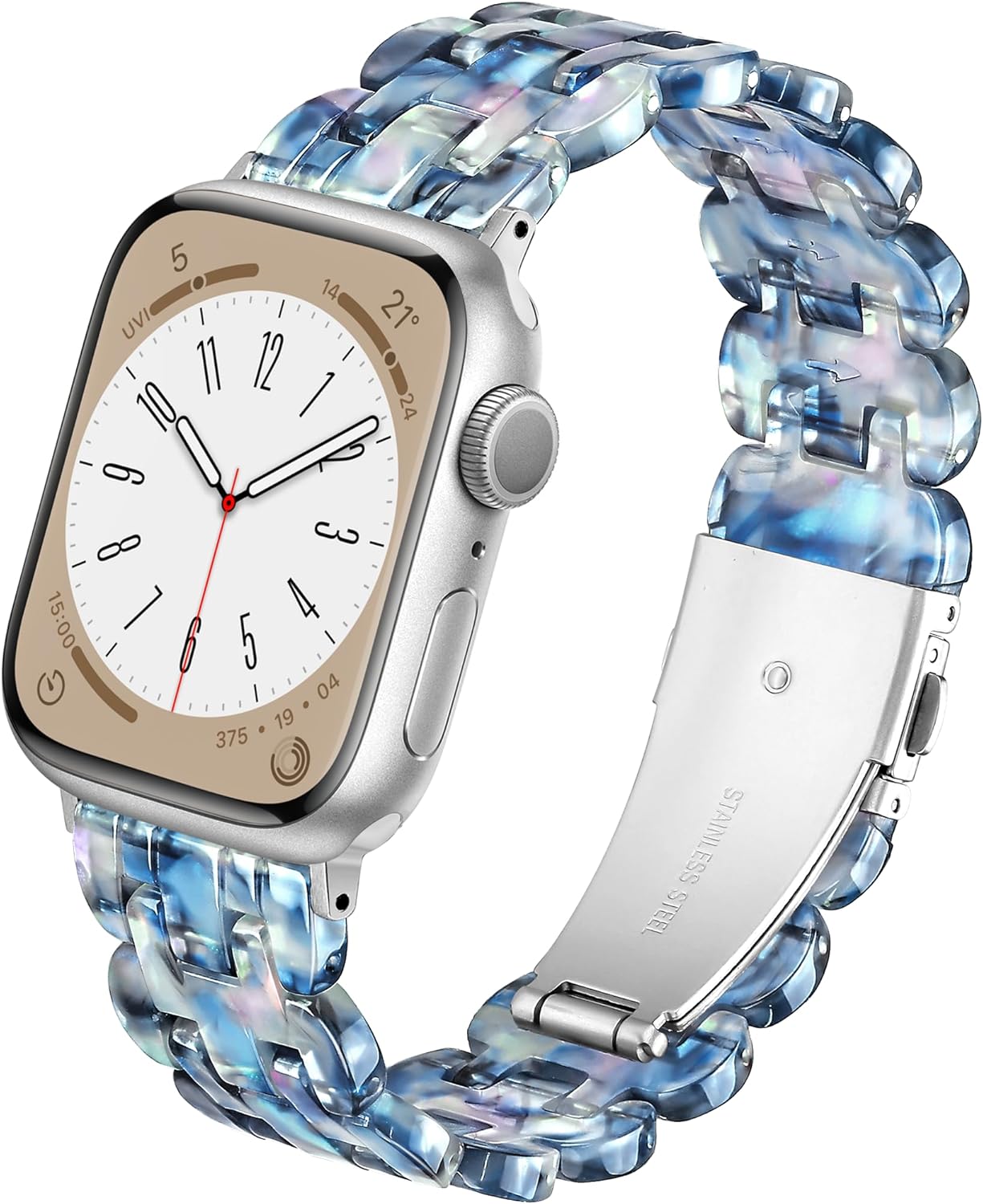 Compatible With Apple Watch Band 38mm 40mm 41mm 42mm 44mm 45mm 46mm 49mm Lightweight Resin For iwatch SE 3 2 Series 11 10 Series 9 8 7 6 5 4 3 2 1 Ultra Apple Watch Bands for Women Men