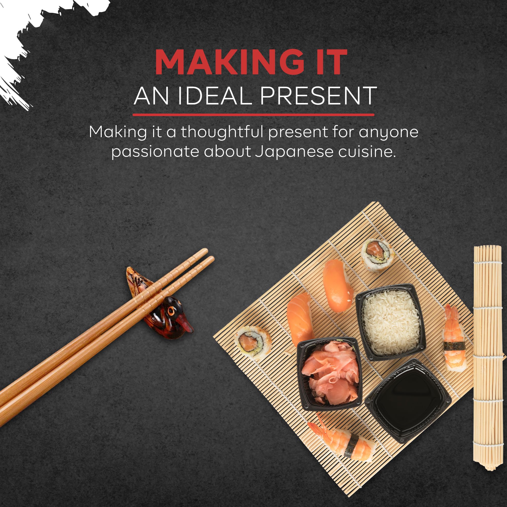 Kit de fabricación de sushi para principiantes – Juego completo de bricolaje de 18 piezas que incluye alfombrillas de bambú, bazuca de sushi, palillos y guía de corte, perfecto para crear 3