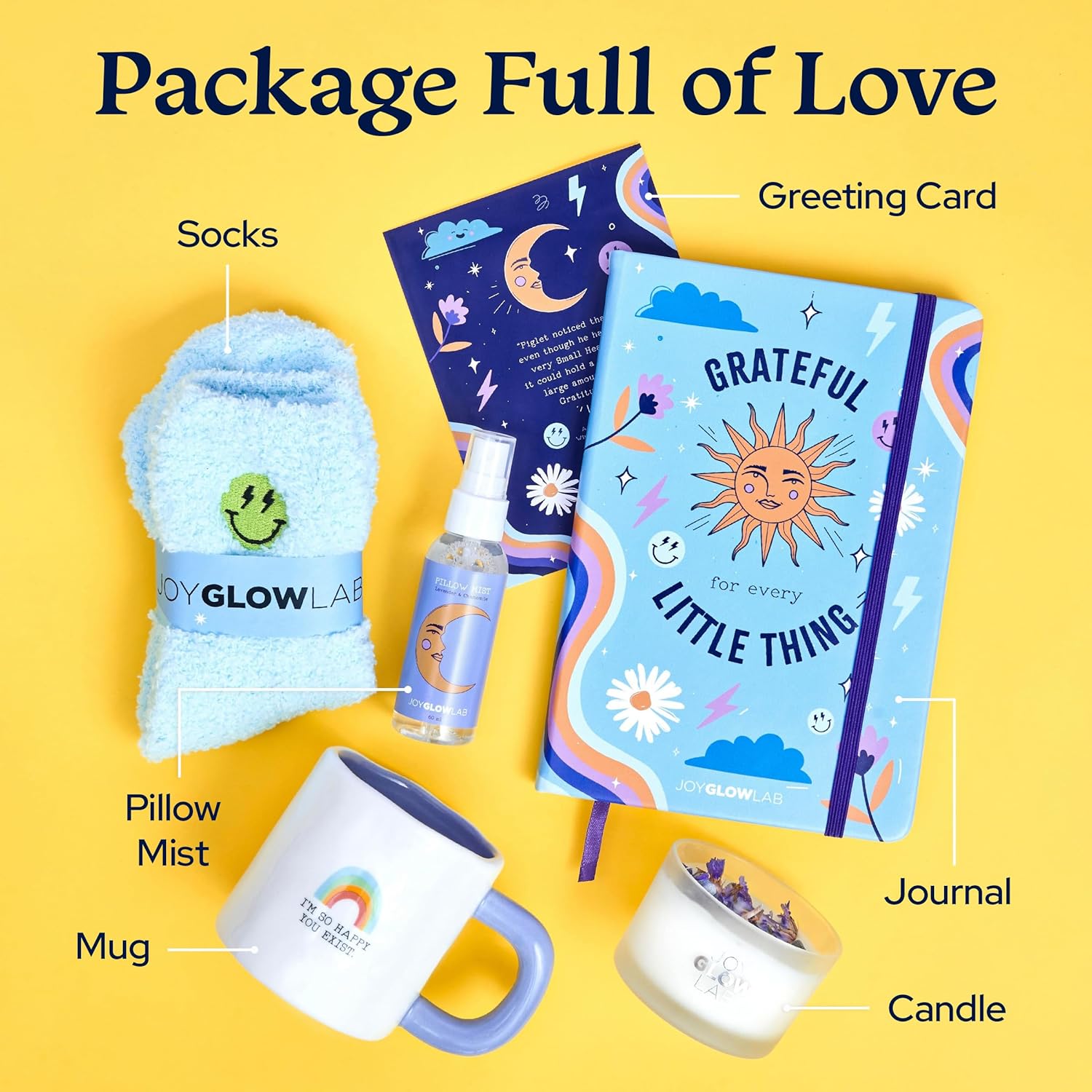 Self Care Gift Basket for Women & Teen Girls – Gratitude Journal, Pillow Mist, Soy Candle, Cozy Socks & Cup – Care Package for Women, Get Well Soon, Birthday, Faith, Galentine's Day