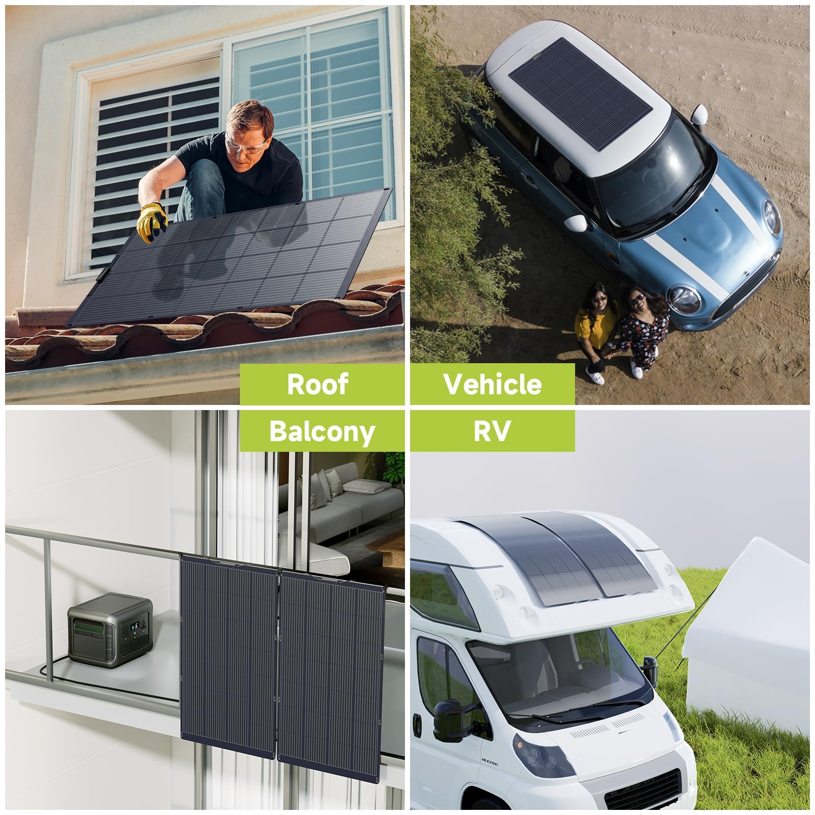 ALLPOWERS SF200 200W Flexible Solar Panel,Ultra-Thin 3mm Bendable Monocrystalline Solar Charger,25% Efficiency IP68 Waterproof for RV Roof,Camping,Marine Use - 4