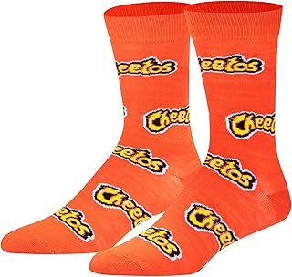 Cheetos All Over Crew Socks – Official Snack Food Novelty Socks – Size Large for Men & Women – Fun Pop Culture Apparel – Cozy Daily Wear – Great Gift for Food Lovers, Birthdays &