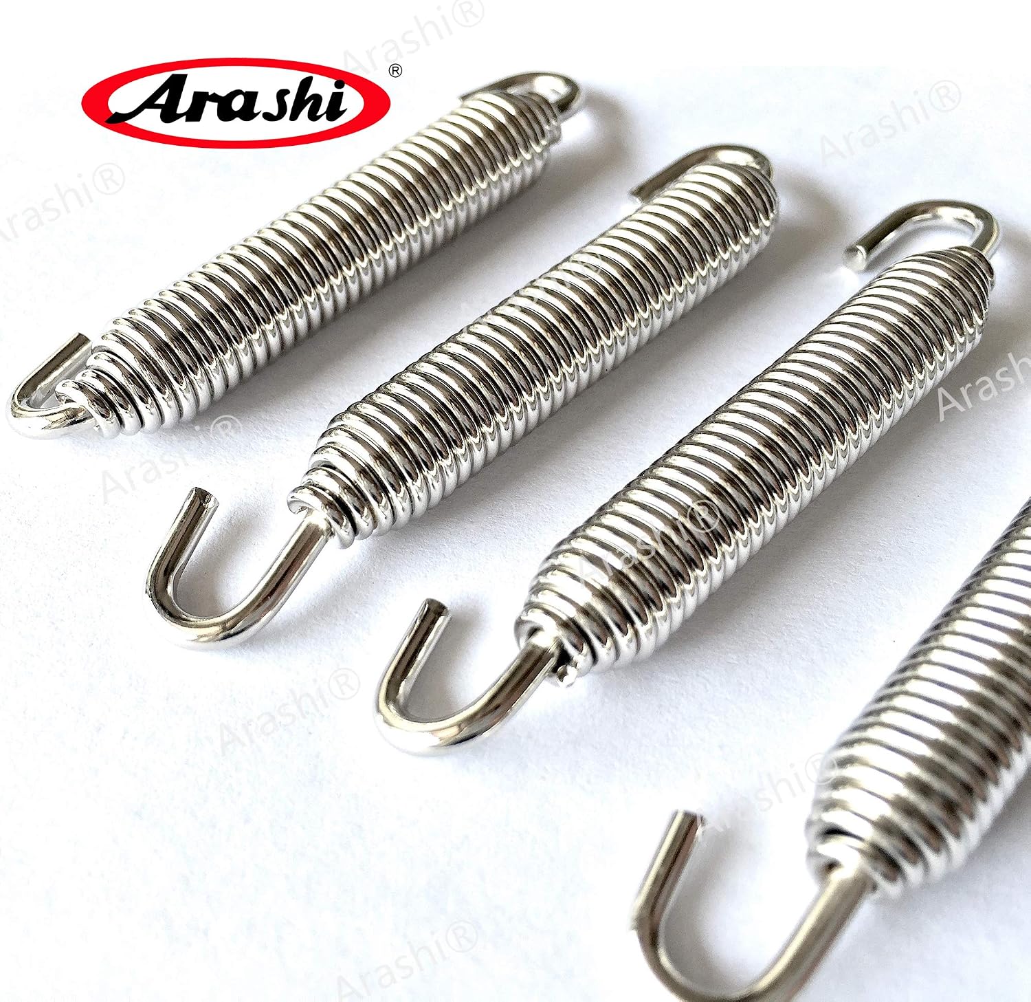 Arashi 78mm 3.07" Universal Motorcycle Muffler Springs Exhaust Kit Stainless Steel Silver Pack of 4