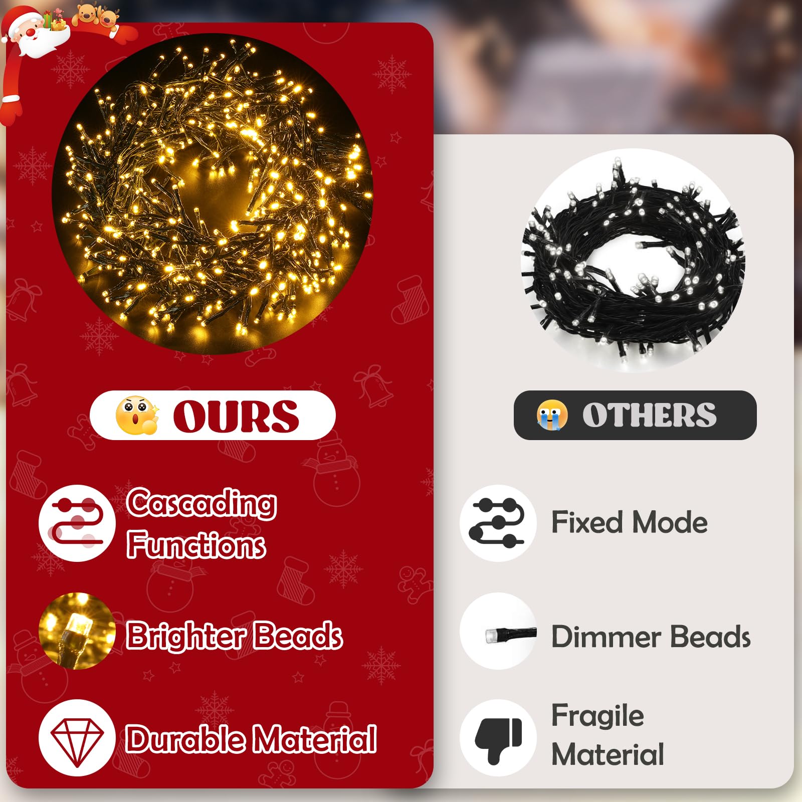 Avoalre Guirlande Lumineuse Grappe Sapin Noël 6M 600LED