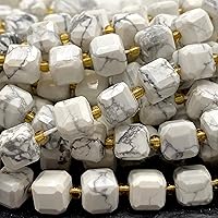 Vista 5 de ABCGEMS Cuentas de howlita blanca California (una técnica de corte revolucionaria aporta un aspecto más dinámico a un cubo tradicional) piedra