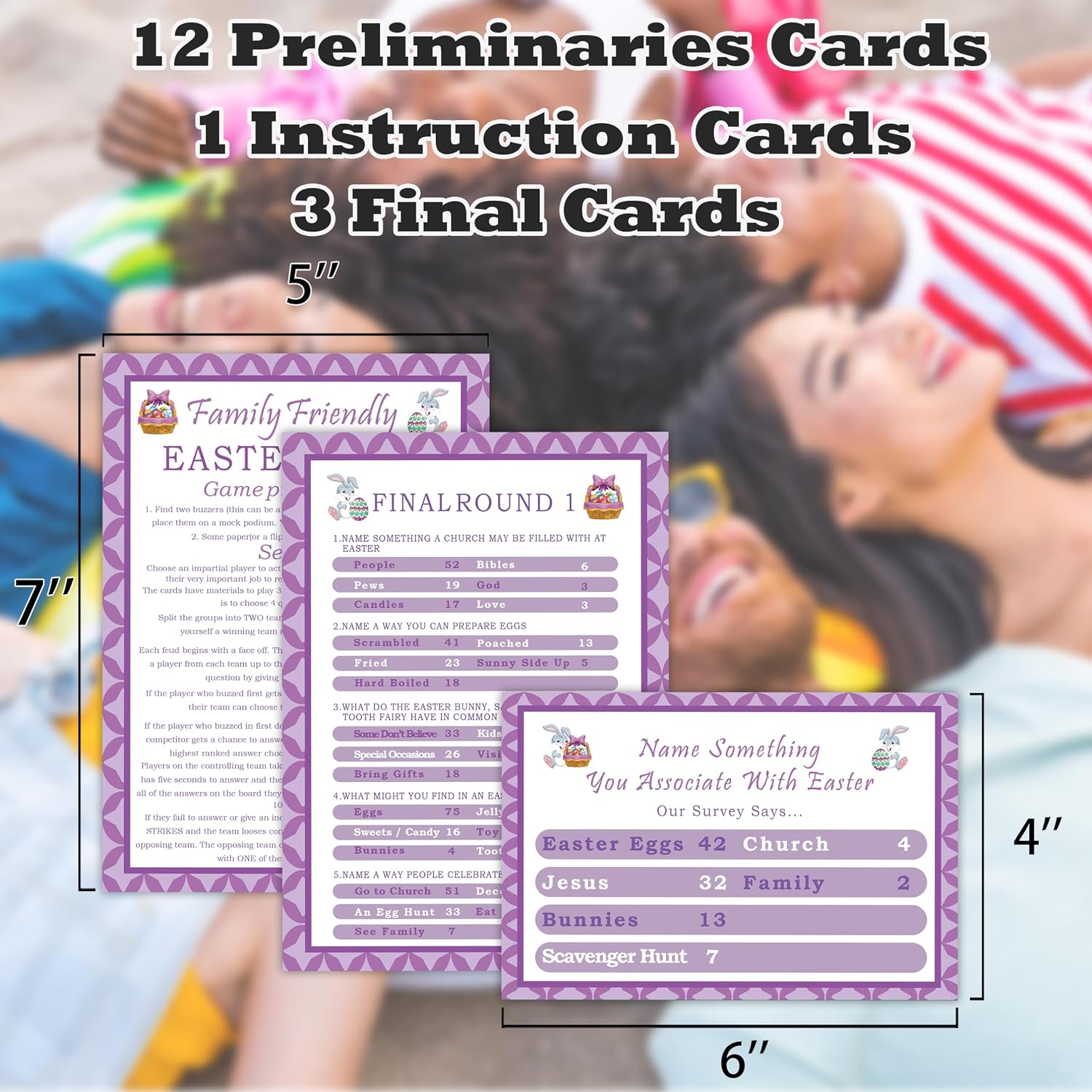 Easter Friendly Feud Game,Easter Party Games,Trivia Gifts Ideal, Feud Game for Adults,Ice Breaker Games,Easter Classroom Activities,Easter Party Supplies,Trivia Cards,Indoor Family Activities,1
