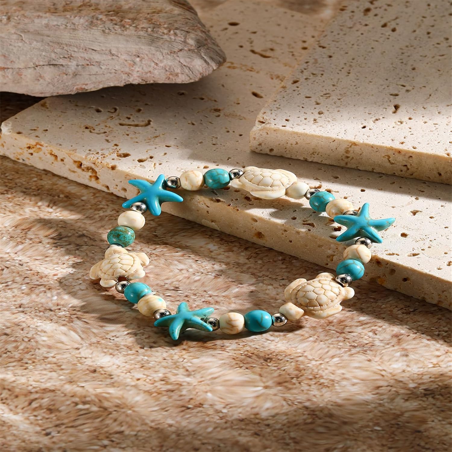 Coadipress Turtle Starfish Bracelet Anklet for Women - Boho Blue Turtle Anklet String Bracelet - Summer Beach Collection Jewelry - Image 2