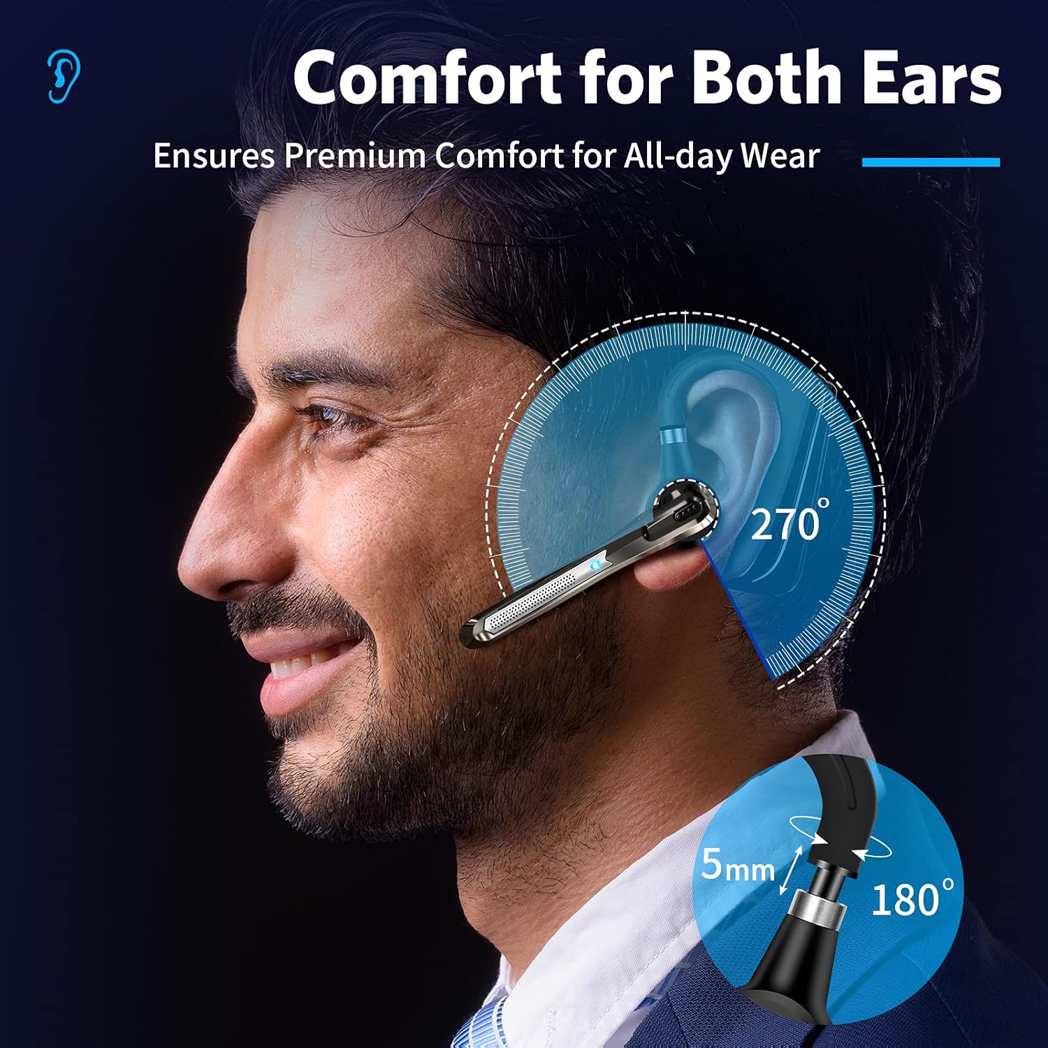 Hоlіdау Dеаlѕ 🛒 Bluetooth Headset [Upgraded] Active Noise Cancelling Bluetooth Headphones, Bluetooth Earpiece CVC8.0 Dual-Mic Hands-Free V5.0 Comfortable Earbud 240 Hrs Standby Time for Business/Workout/Driving