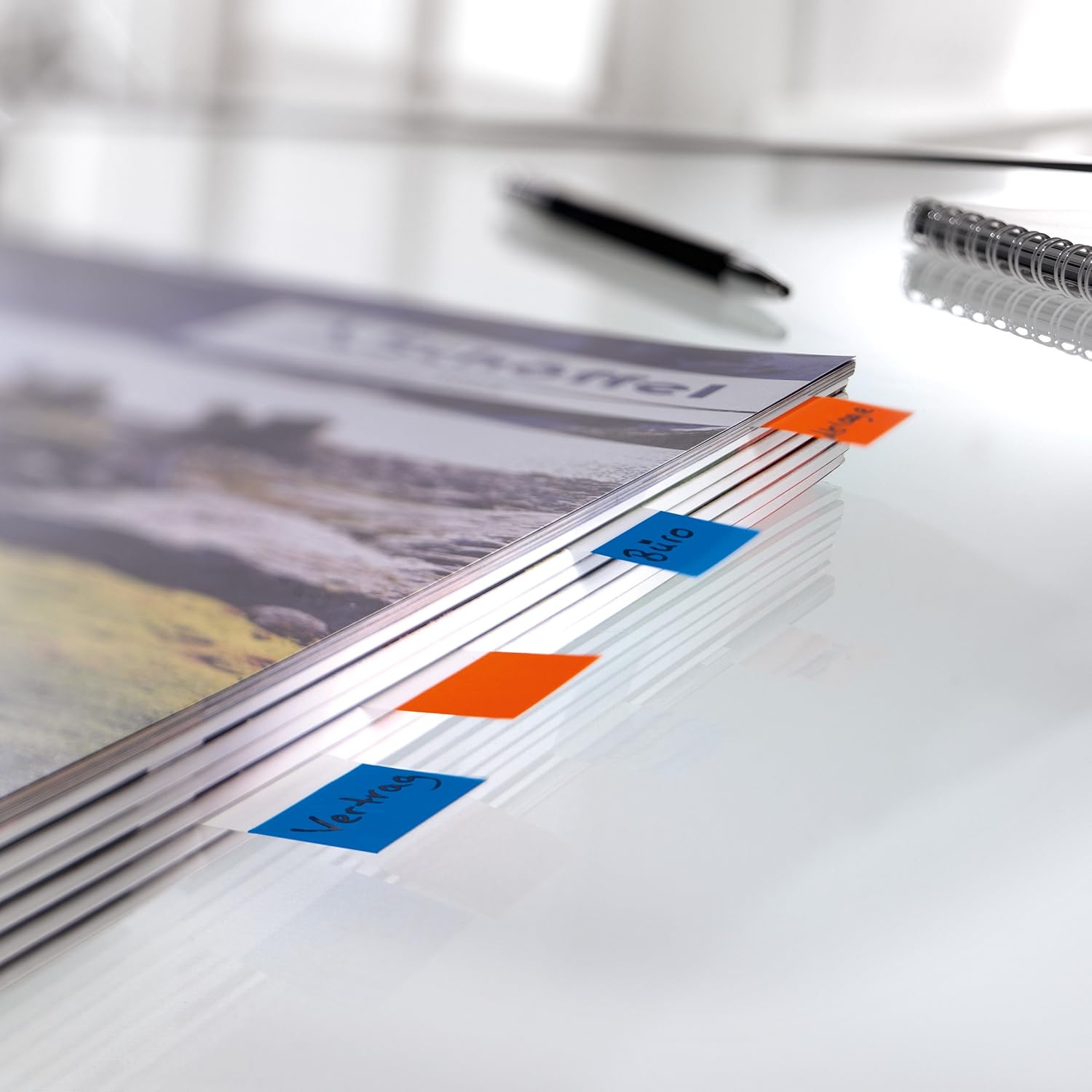 Sigel HN671 Tab Markers, Index Tab Flags, Removable, Transparent with Colored Tips (Mint, Orange, Violet, Turquoise), 0.79x1.97 inches, 160 Strips on a Boards
