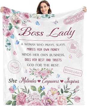 Givetoyou Boss Gifts for Women Blanket,Boss Lady Gifts for Women,Boss Day Birthday Appreciation for Boss Lady,Farewell Leaving Going Away Gift Office Decor Blanket 60"x50"