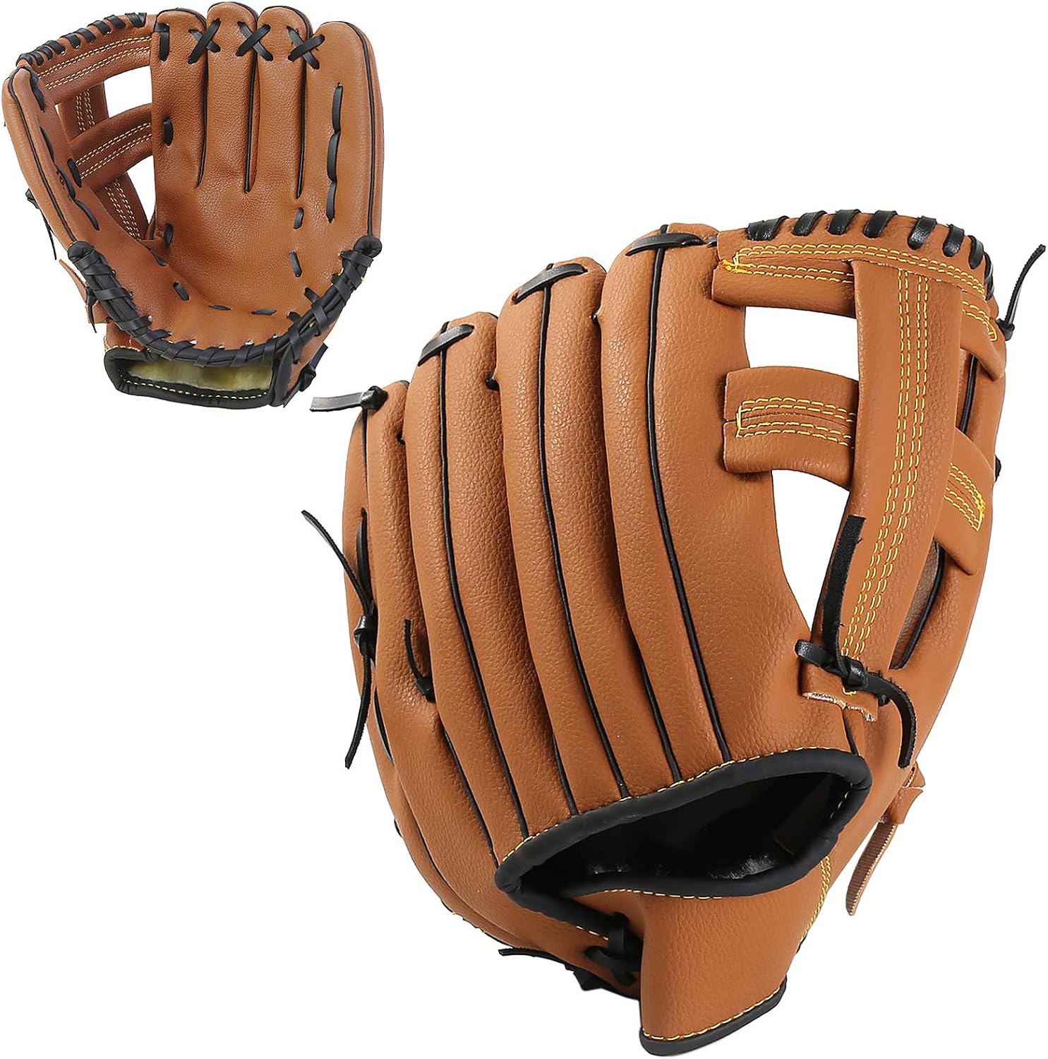 Baseball Glove 10.5in / 11.5in / 12.5in | Long - Lasting Leather for Outfield & Pitcher | Improved Grip with Finger Partition | Practice Equipment for Men/Women/Youth