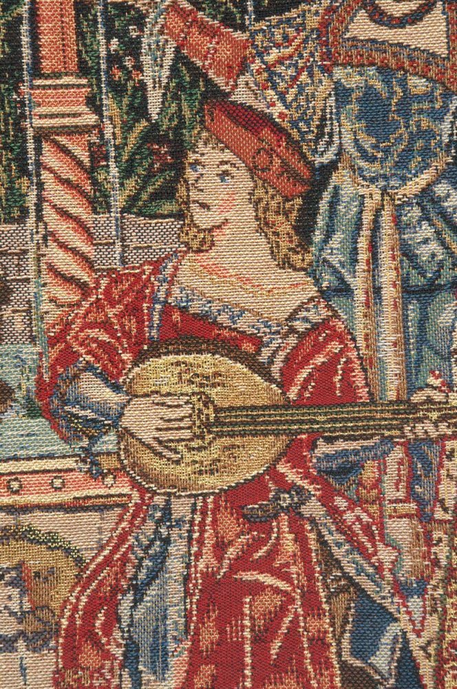 Charlotte Home Furnishings Concert Decorative Tapestry Pillow Cover 16” x 16” – Medieval Scene Cushion Cover for Couch, Sofa, or Bed | European Woven Accent Throw Pillow Case | Insert not Included