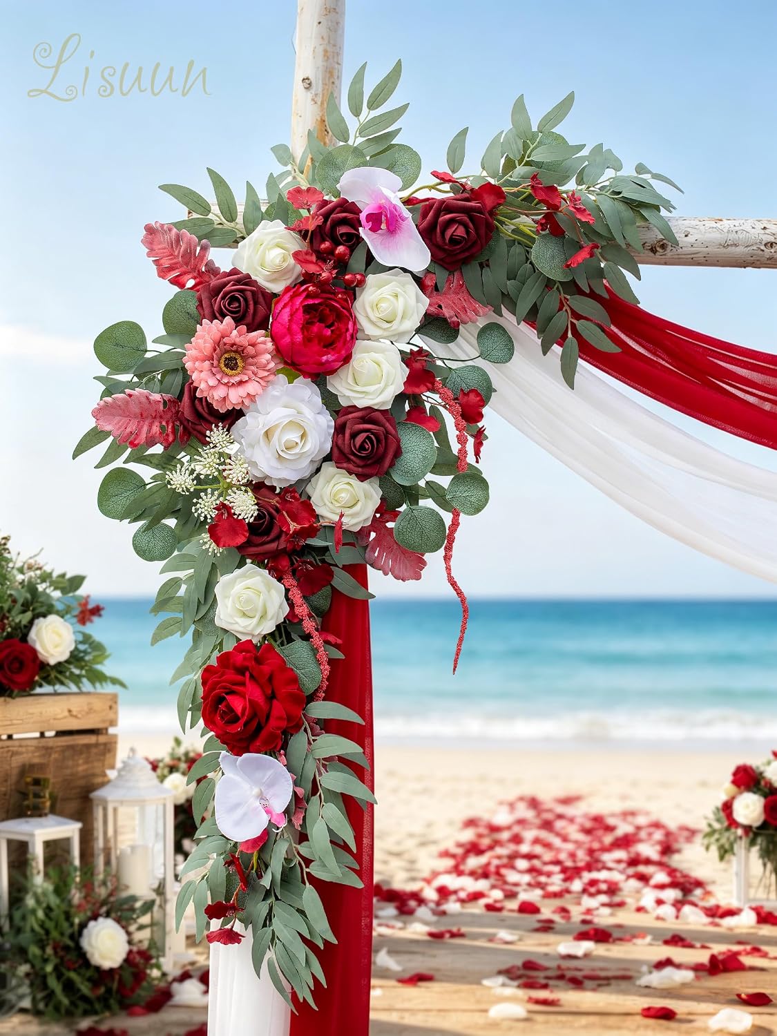 Lisuun Artificial Wedding Arch Flowers for Ceremony Backdrop Decor