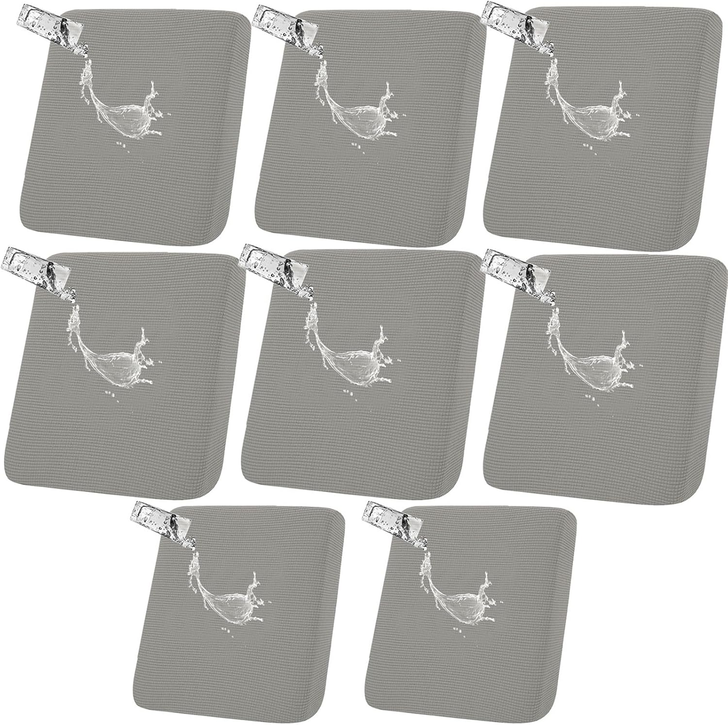 1/2/4/8 Pack Stretch Patio Cushion Covers - Waterproof Outdoor Seat Cover Replacement, Non-Slip Jacquard Sofa Slipcovers, Furniture Protector for Yard Couch (Light Grey,8)