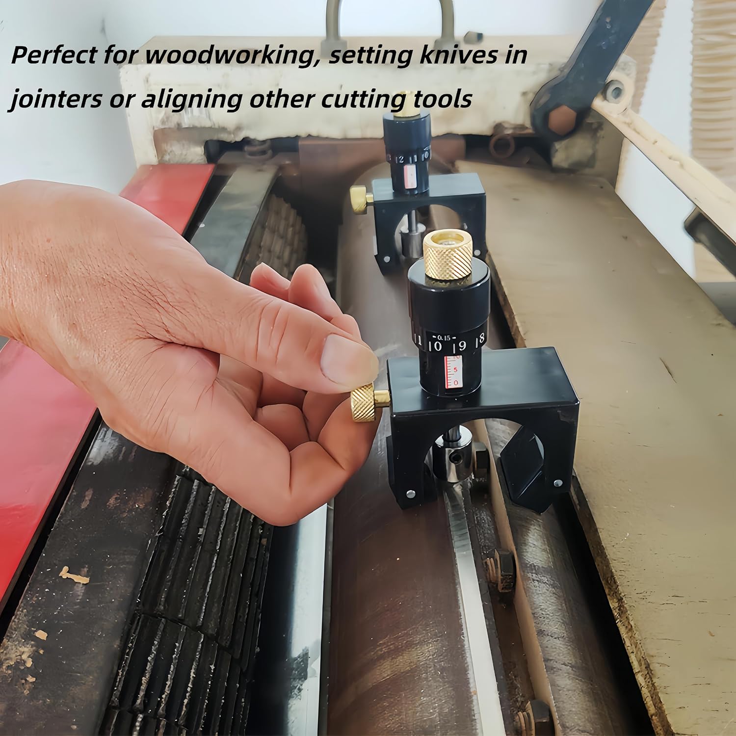 2PCS Planer Blade Setter, Adjustable Magnetic Planer Blade Setting Jig, Planer Blade Level Jig Gauge Setter Tool with Gauge & Storage Case for Woodworking Wood Jointer