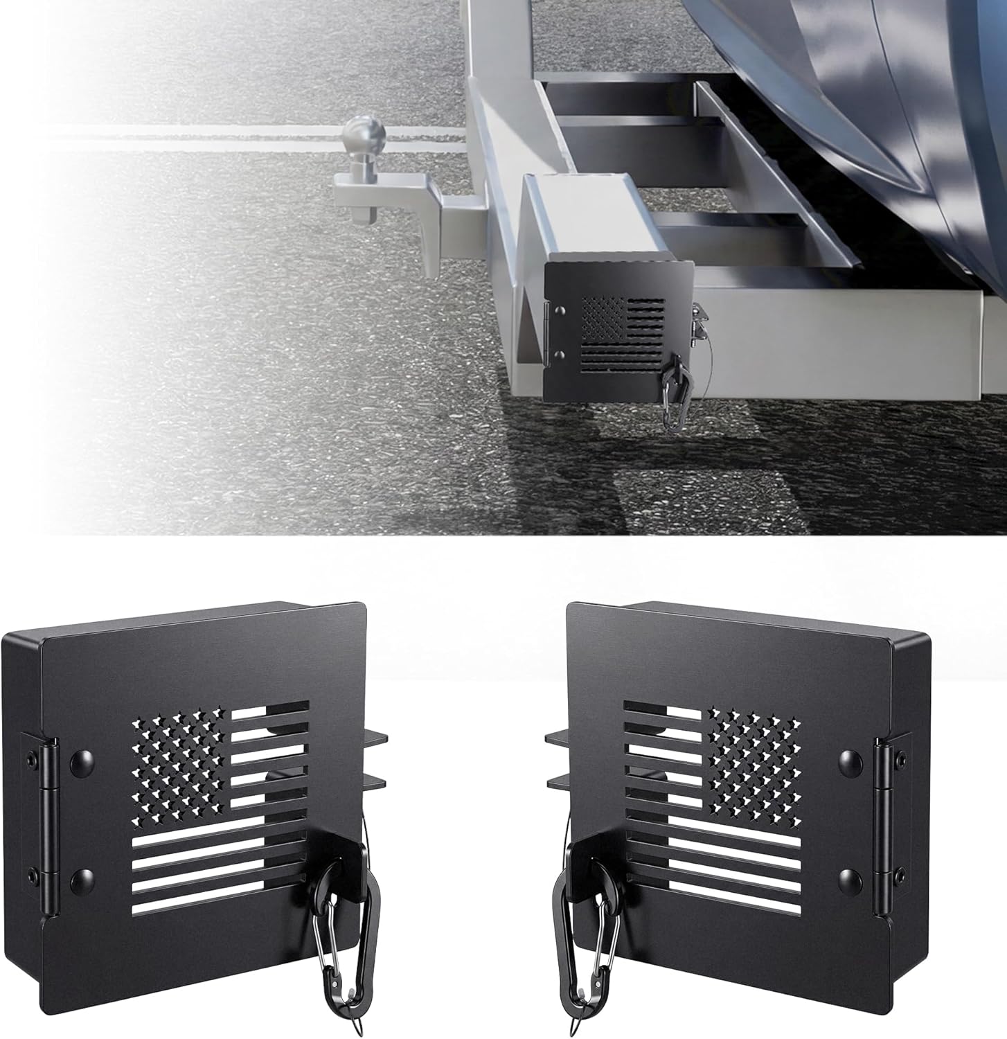 Aluminum RV Bumper End Cap 2 Pack, Fits 4-Inch Square Camper Bumpers, Travel Trailer Sewer Hose Storage Covers with Vent Holes