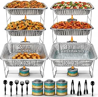 Disposable Chafing Dish Buffet Set, 6 Pack Half Size 10 x 12 Inch Food Pans