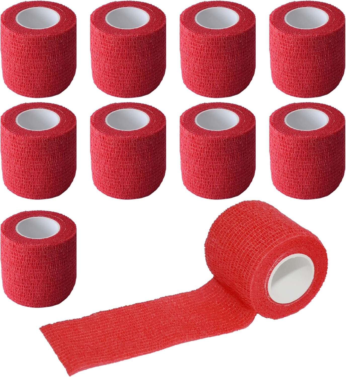 9 Pack 2" x 5 Yards Self Adhesive Bandage Wrap Self Stick Wrap for Ankle, Wrist, Finger, Sports, Breathable Cohesive Vet Tape for Pets (Red)