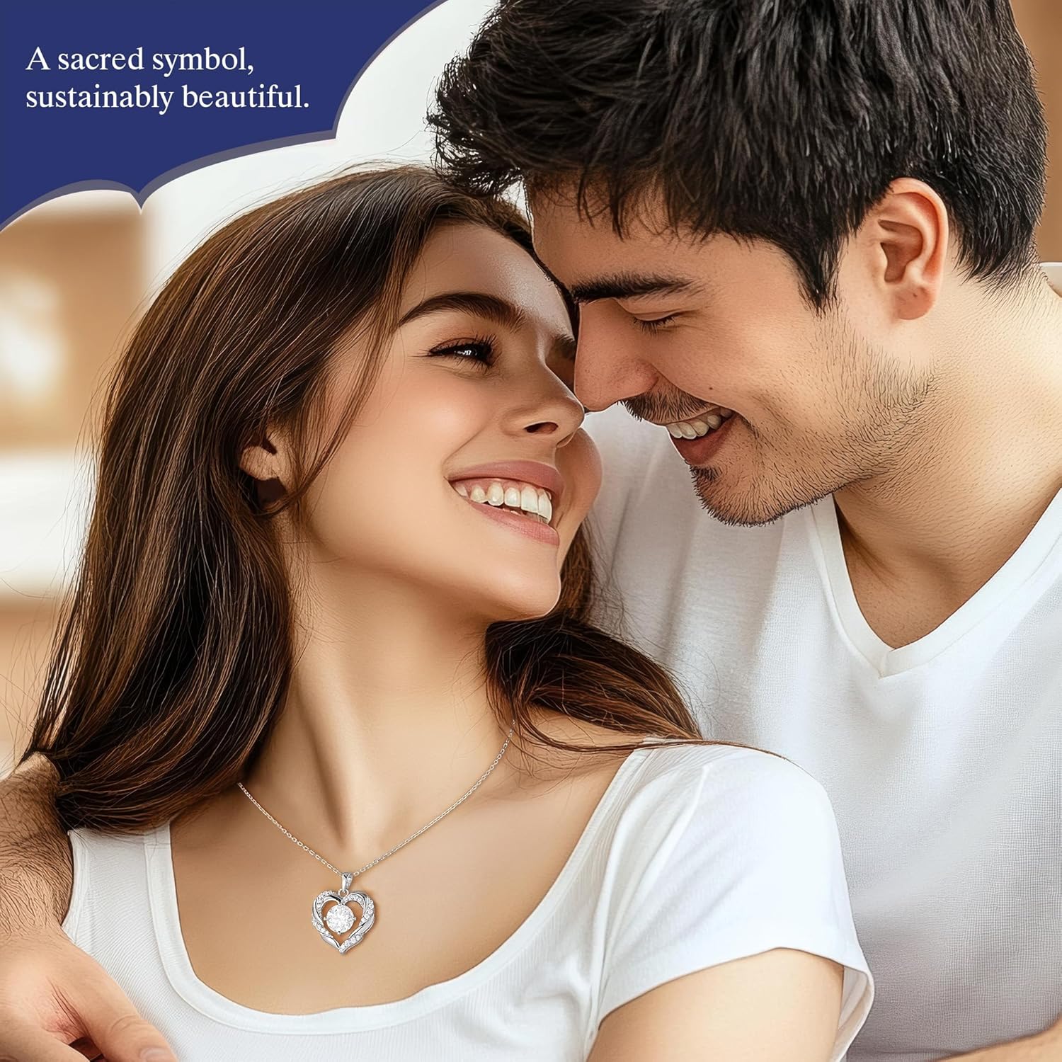 MOOSEA Personal Gifts for Women Wife, 1-3 Carat Moissanite Heart Pendant Necklaces Anniversary Birthday Gifts for Wife Mom Daughter 925 Sterling Silver Necklace - Image 3