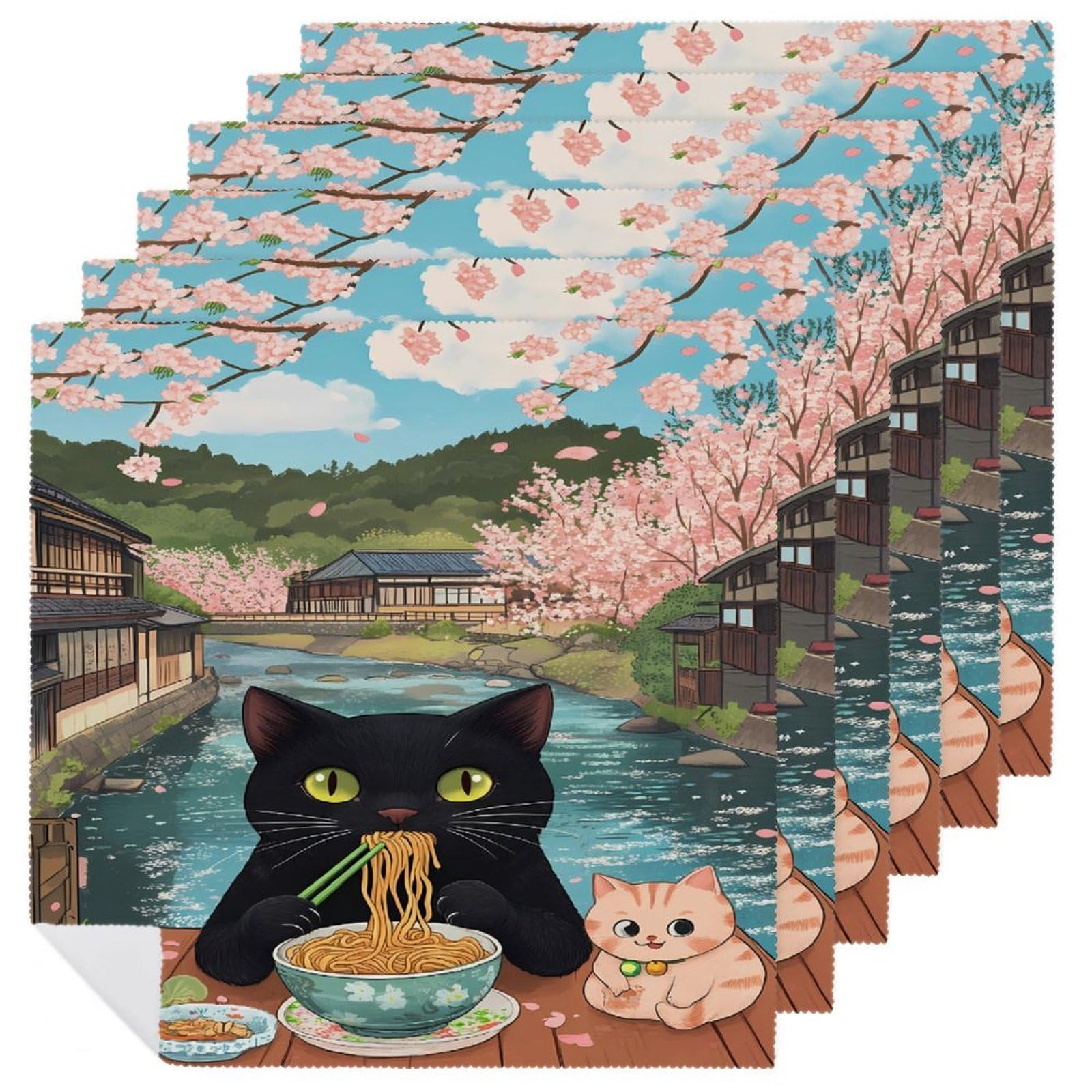 Servilletas de tela reutilizables japonesas y cuadradas para mesa de cocina o comedor