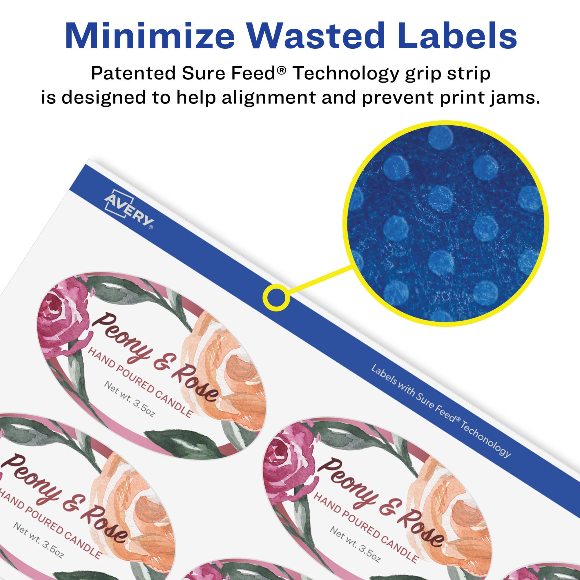 Label 9 Inch Sure Feed Technology Labels Avery Matte White Oval Labels - 1.5 X 2.5 ...