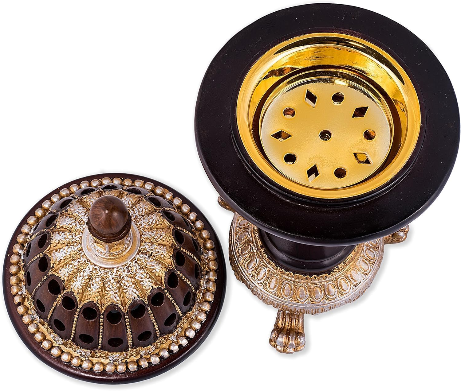 AM Lux Globe Incense Burner - Bakhoor Cone Holders | Insence bukhoor Burners| Frankincense Burner Charcoal | Mabkhara | for Office & Spiritual Décor (Globe Brown)