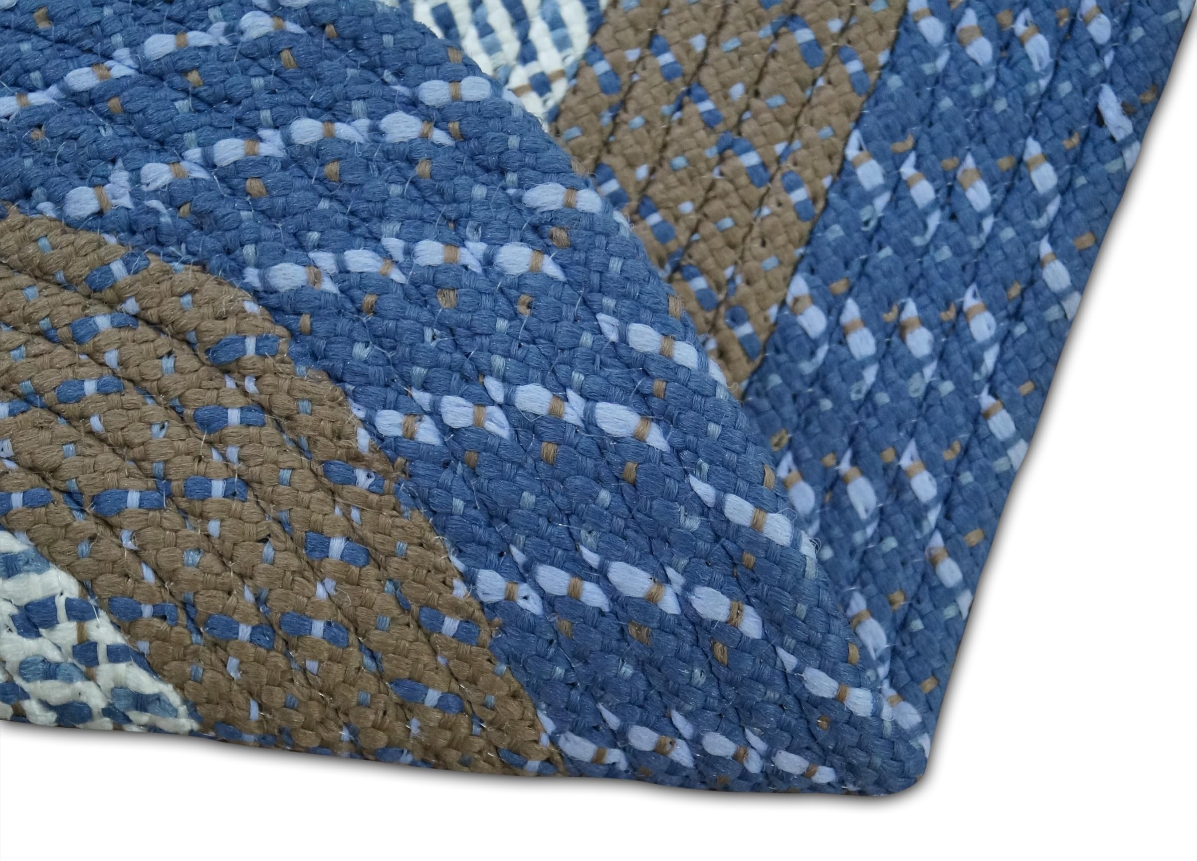 Better Trends Country Braid Collection 3 Piece Set Durable & Stain Resistant Reversible Indoor Oval Area Rug 100% Polypropylene in Vibrant Colors, 20"x30"/20"x30"/36"x60", Chambray Stripe