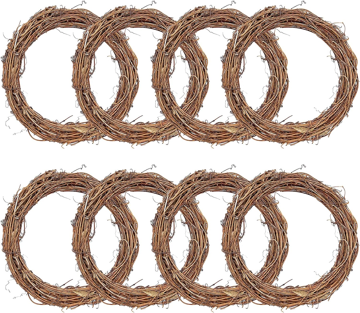 Grapevine Wreath Set, 8pcs Grapevine Wreaths Bulk,Vine Branch Wreath for Christmas Holidays Weddings Parties (12inch Round)