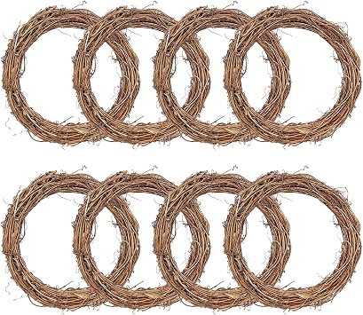 Grapevine Wreath Set, 8 PCS Vine Branch Wreaths Bulk, 12 Inch