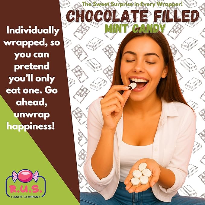 Caramelos Rellenos de Chocolate Menta RUS Candy Company - 2 lb (160 piezas) miniatura 6