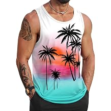 VOGSTART Mens Beach Tank Tops Summer Vacation Graphic Sleeveless Shirts | Summer, Graphic, Soft, Breathable, Lightweight, Tropical, Quick Dry, Beach, Vacation, Stretch, Gym, Durable