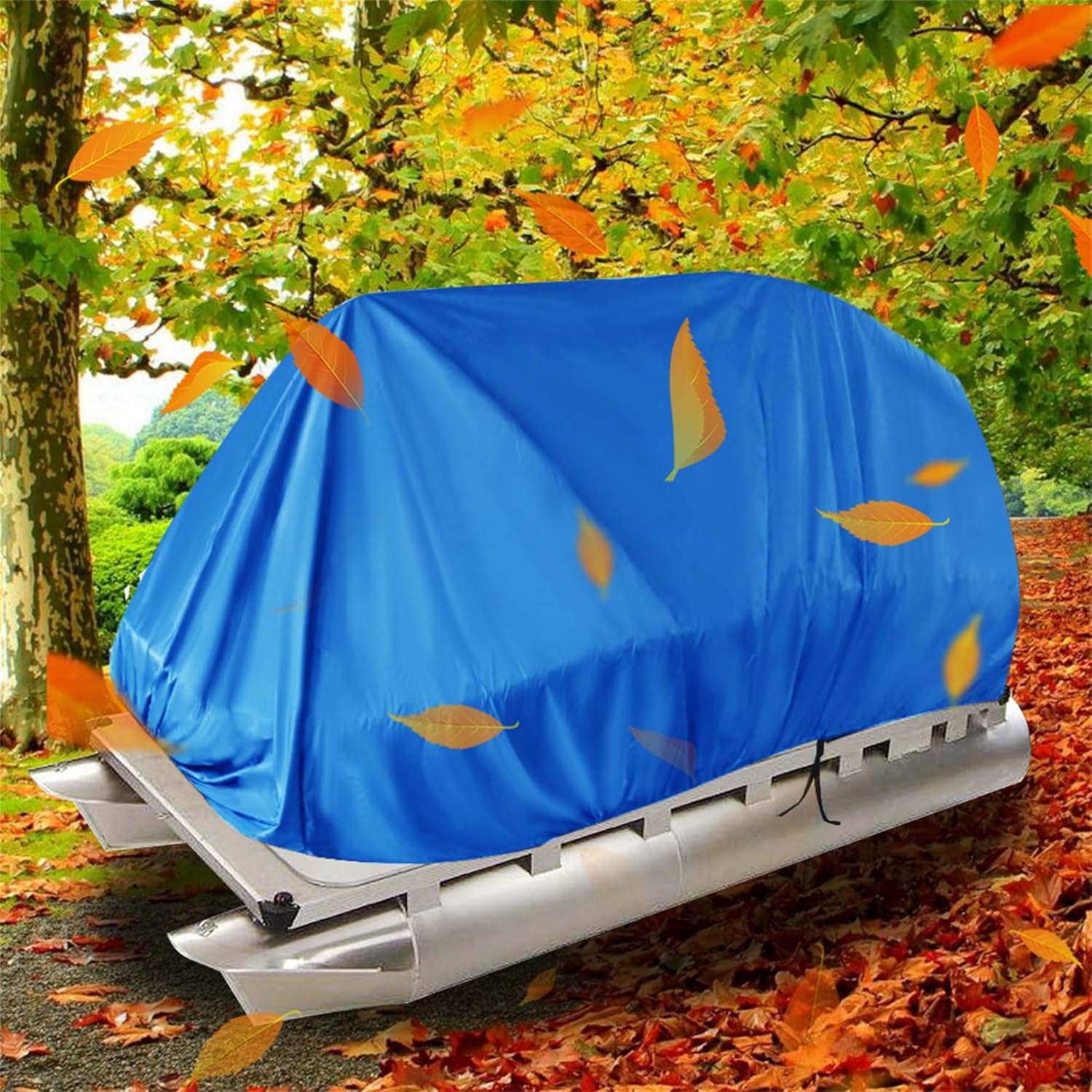 munirater Length 21-24FT Blue Heavy Duty Trailerable Pontoon Boat Cover Beam Width Up to 102 inch