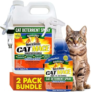 Natures Mace Cat Mace Repellent - Indoor & Outdoor Use - Anti-Scratch, Garden, Yard, Lawns, Furniture Protection, No-Dig - Cat Stray Deterrent - 1 Gallon Ready-to-Use Spray & 2.5lb Granular