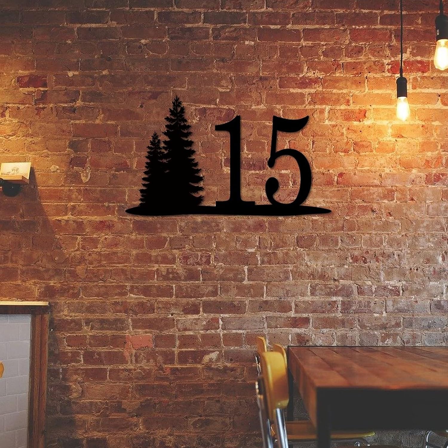 Address Sign Customized Rustic House Number Pine Trees Metal Sign House Number Sign Wall Mounted Sign Outdoor Decor Aluminum Rustic for House, Street, Door Bright Weather Resistant Gift for New House