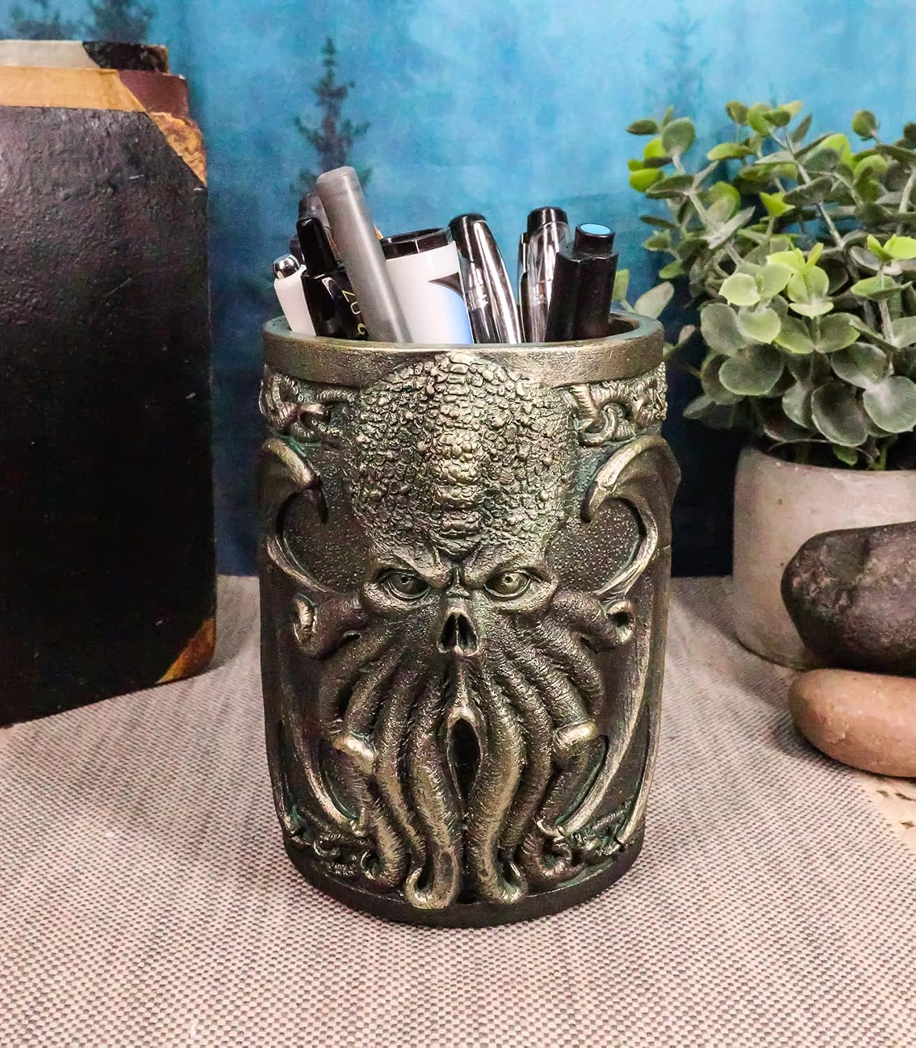 Ebros Legends Fantasy Sea Marine Mythology Call Of Cthulhu Kraken Monster Stationery Holder Figurine Organizer Office Desktop Pen Pencil Make Up Brush Vanity Holder Sculpture