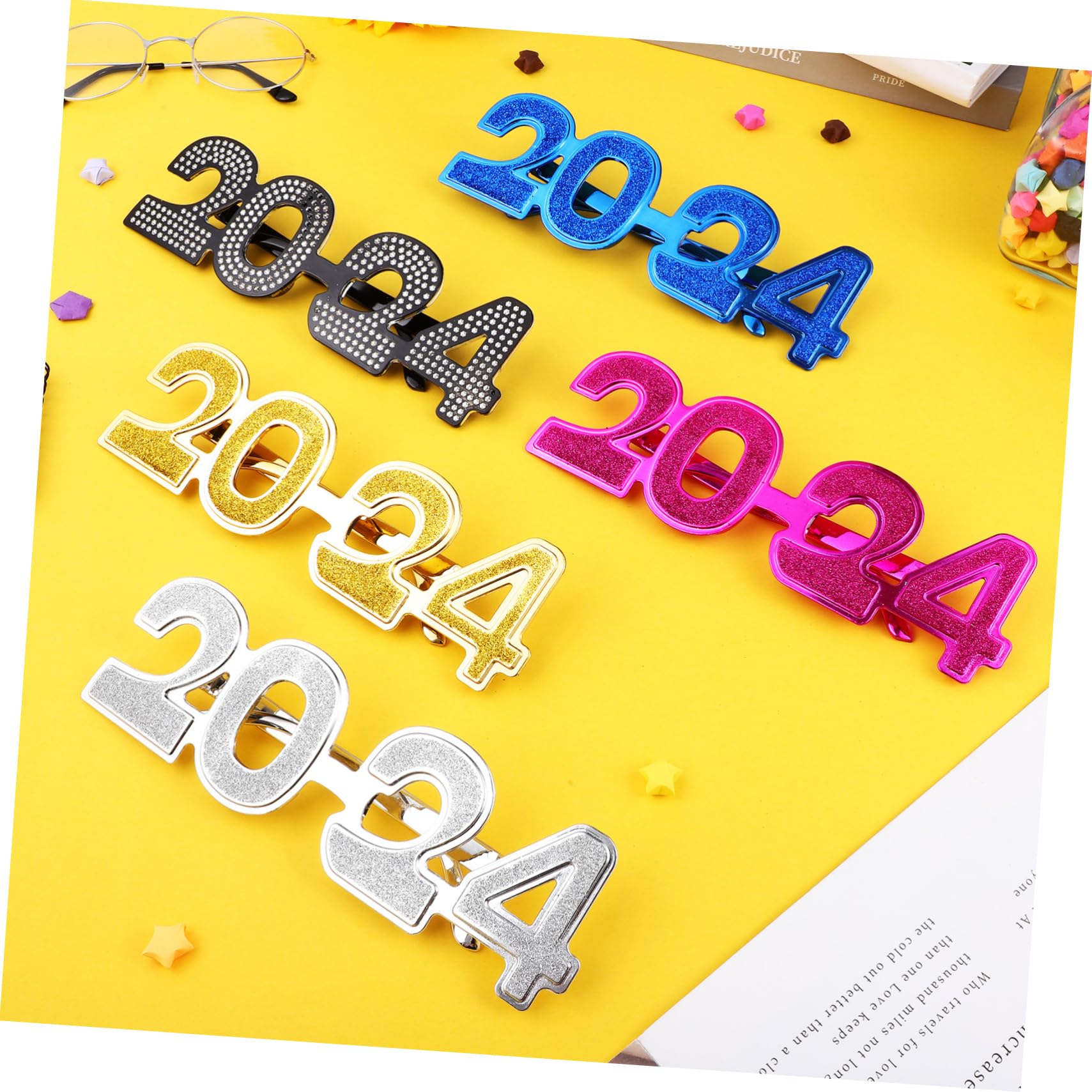 Alipis 5 Pcs Year Party Glasses Eyewear Electroplated Design Lightweight Comfortable for Graduation and Photo Props