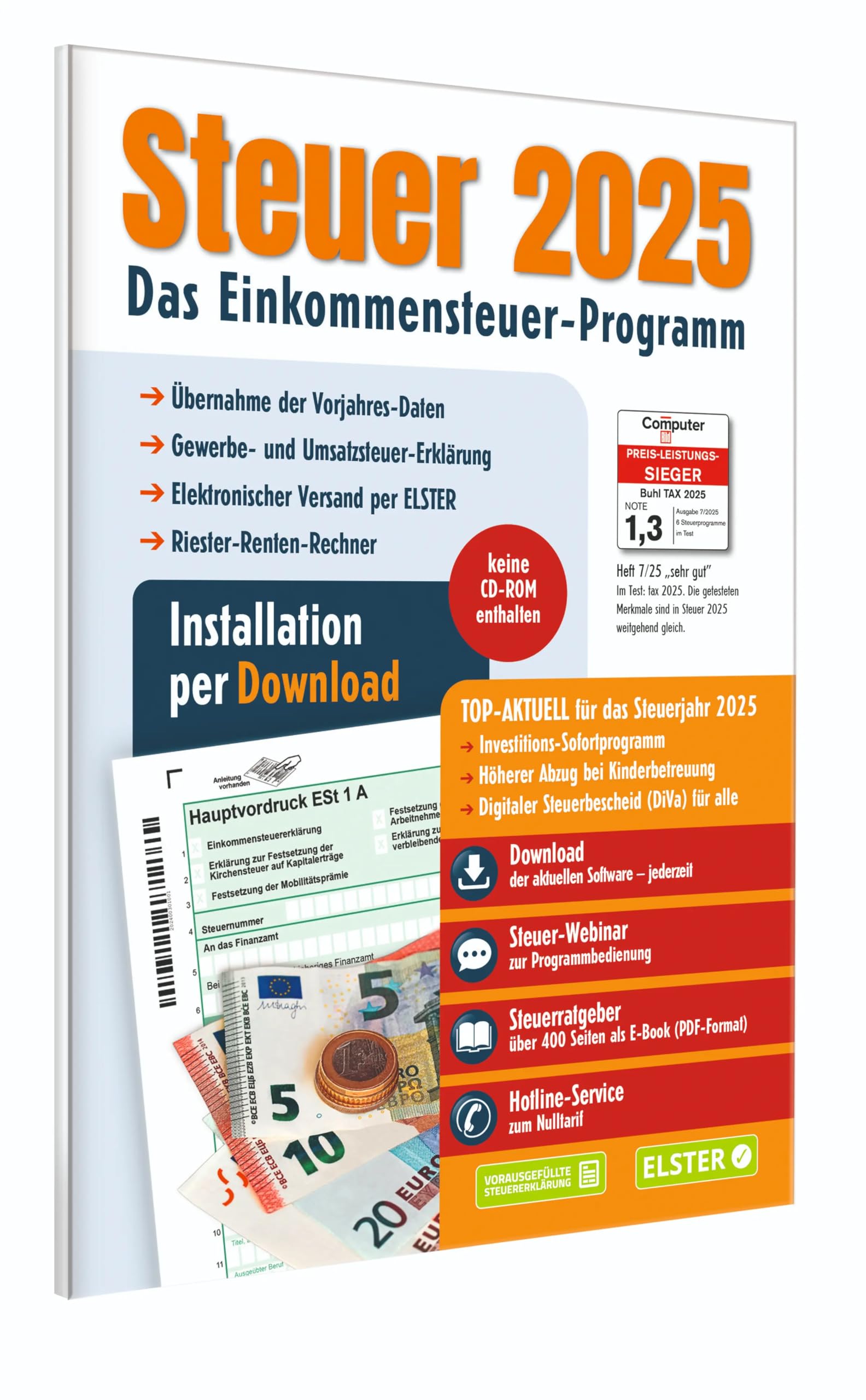 ALDI STEUER 2025 für Steuererklärung 2025 am PC. ELSTER Klare Strukturiert Steuerprogramm Download Code Inklusive. Neu und OVP (Download mit Aktivierungscode)