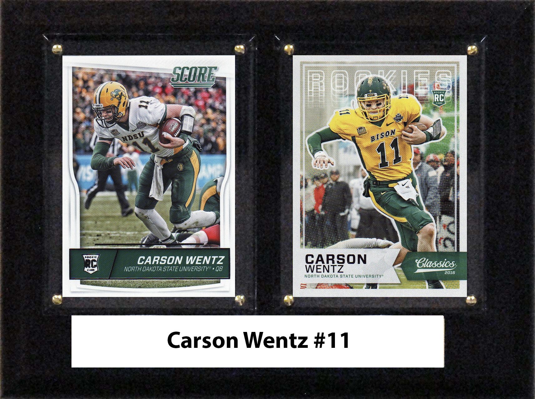 NCAA Men's Carson Wentz North Dakota State Bison Two Card Plaque, Brown, 6