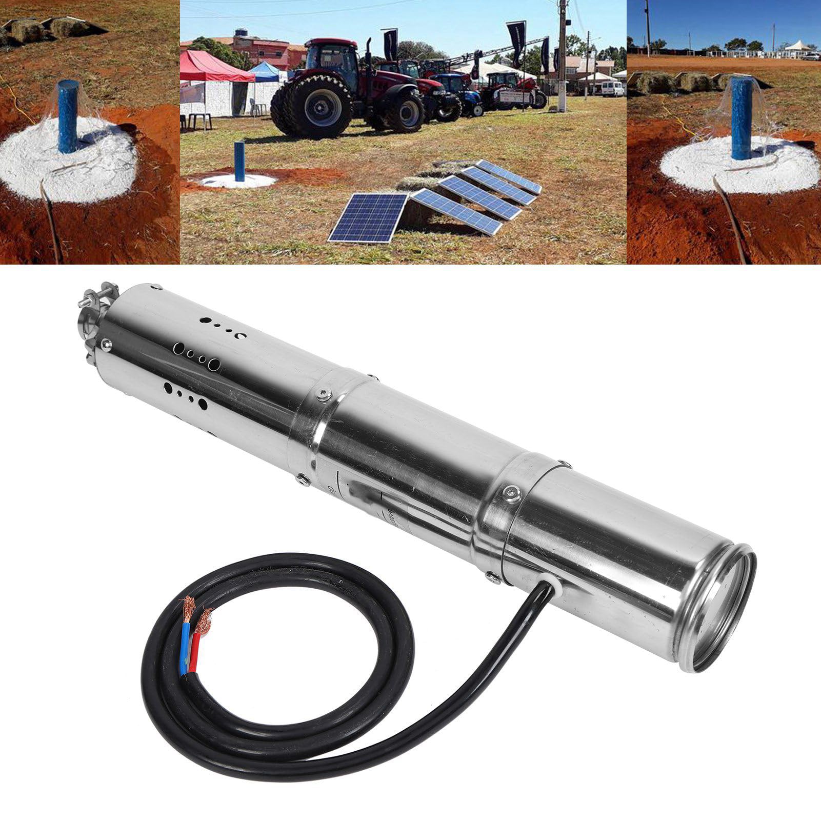 Pompa Sommersa Senza Spazzole, Pompa Sommersa Kit Pompa per Pozzo Profondo CC Solare 12V Pompa Acqua Senza Spazzole a Grande Portata Magnete Permanente Elettrico, Pompe di