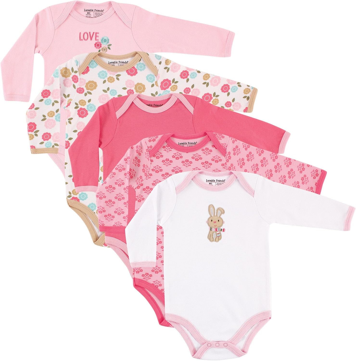 Luvable Friends baby-girls Cotton Long-sleeve Bodysuits