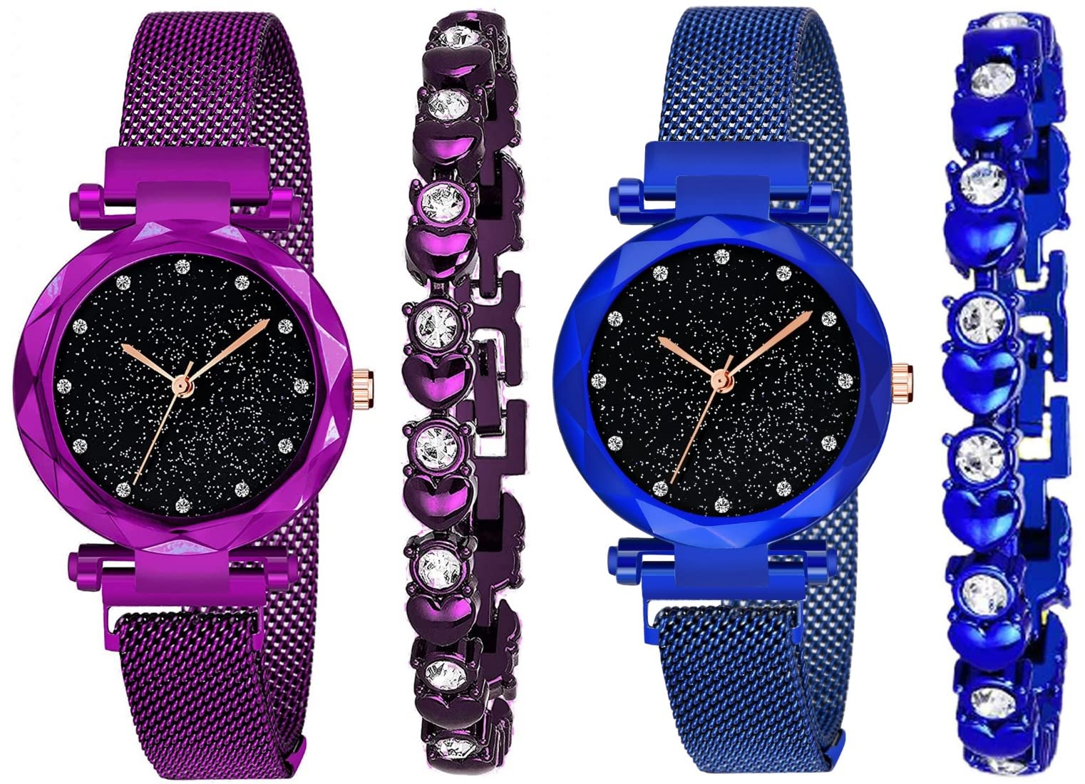 Acnos Stainless Steel Premium Magnet Purple Dial Blue Strap Analogue Women Girls Watch Sweet Heart Bracelet Combo For Girls & Women Watch Pack Of 2 Watch And 2 Bracelet, Purple Band (B0BP86ZRP1) Amazon Price History, Amazon Price Tracker