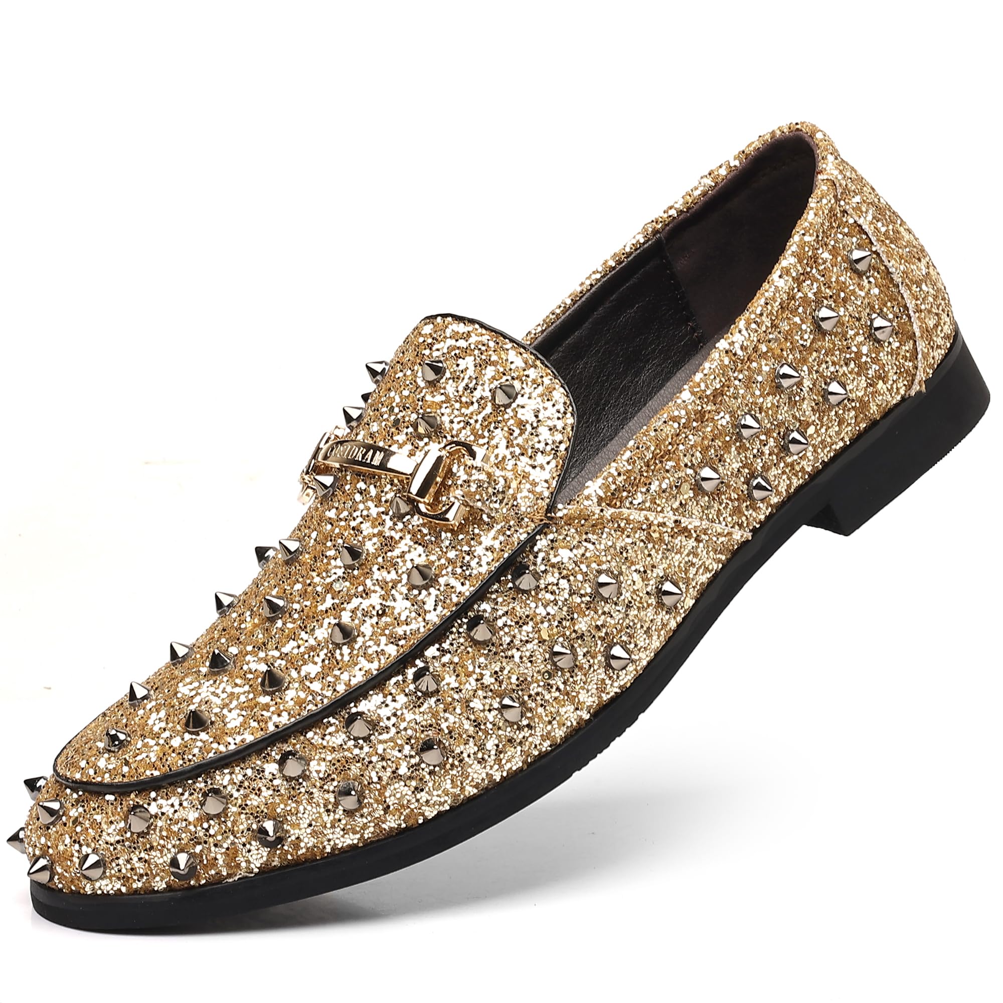 Cosidrammens Glitter Studded Dress Shoes Fashion Metallic Sequins Gold  Buckle | Desertcart BAHRAIN