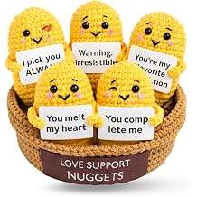 5pcs Love Support Crochet Nuggets Funny Romantic Valentine Gift Set, Handmade Emotional Support Figures with Positive Messages, Cute for Girlfriend Boyfriend Partner