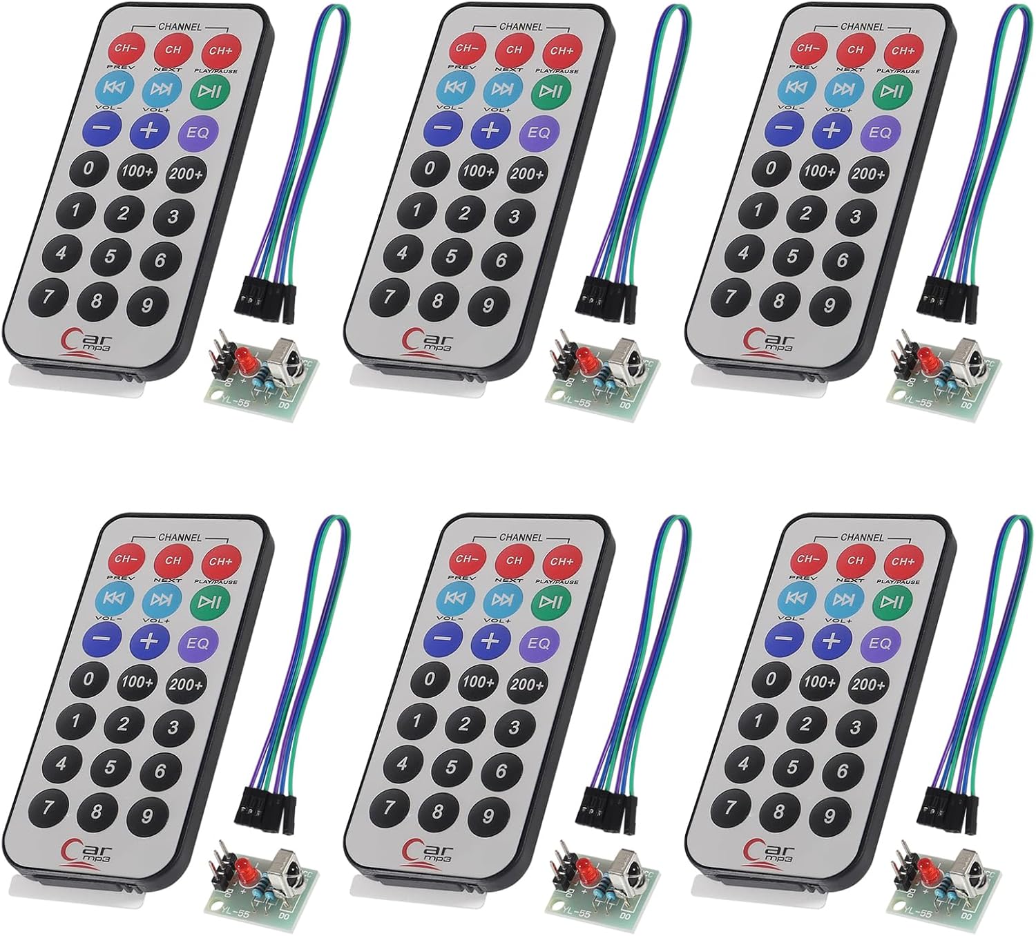 XIITIA 6Sets Infrared IR Remote Control Sensor Module Kits, 21-Key ...
