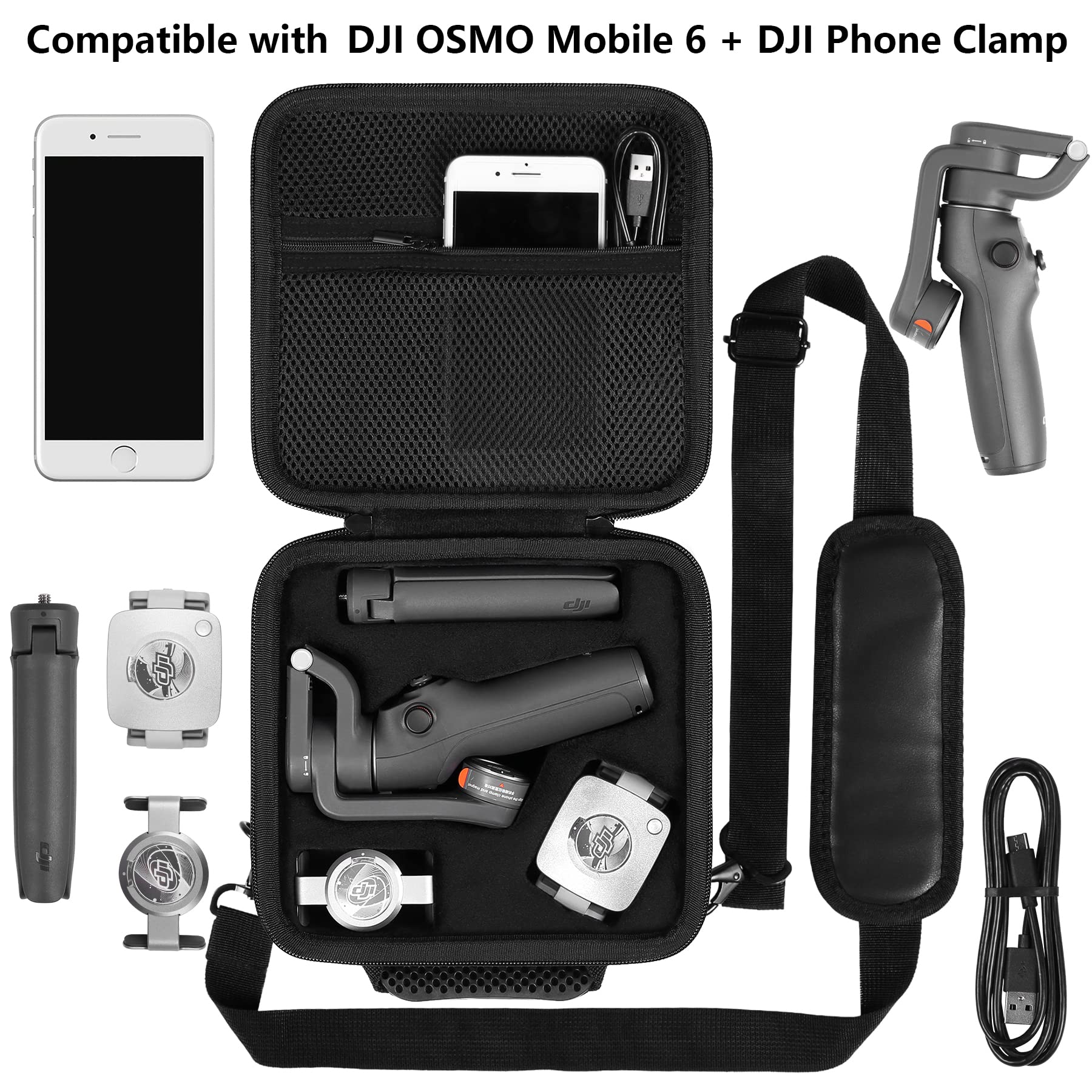 co2CREA DJI OSMO Mobile 6 Smartphone için Sert Seyahat Saklama